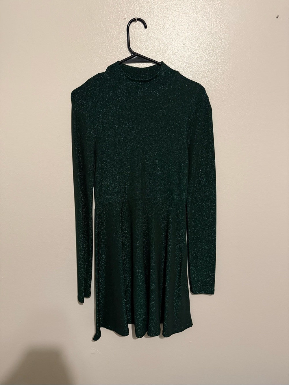 wild fable Dark Green Shimmer Long-Sleeve Mock Neck Dress